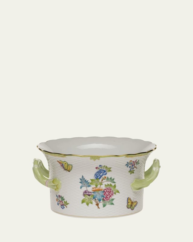 Queen Victoria Green Cache Pot with Handles